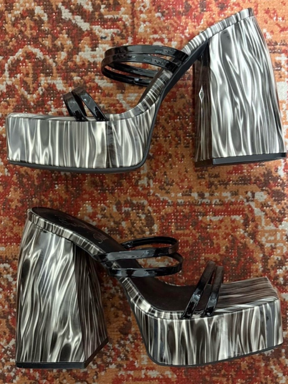 Platform Mule Sandals in Black & White